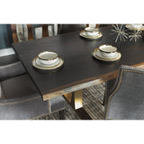 Toulouse Dining Table, Seared Oak/Brushed Gold Base - Modern Furniture - Dining Table - High Fashion Home