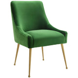 Beatrix Side Chair, Green/Brushed Gold Base - Furniture - Dining - High Fashion Home