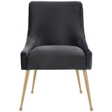 Beatrix Side Chair, Dark Grey/Brushed Gold Base - Furniture - Dining - High Fashion Home