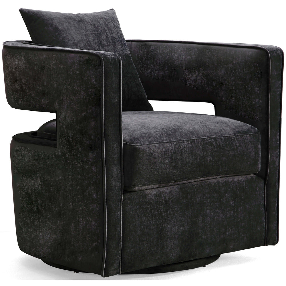 Kenneth Swivel Chair, Black - Modern Furniture - Accent Chairs - High Fashion Home