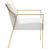 Valentine Arm Chair, White/Brushed Gold Legs - Furniture - Nuevo Living