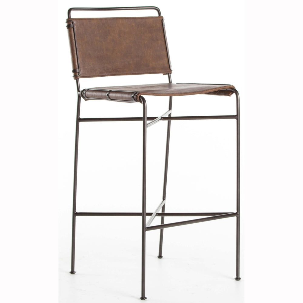 Wharton Bar Stool, Distressed Brown - Furniture - Dining - Dining Stools