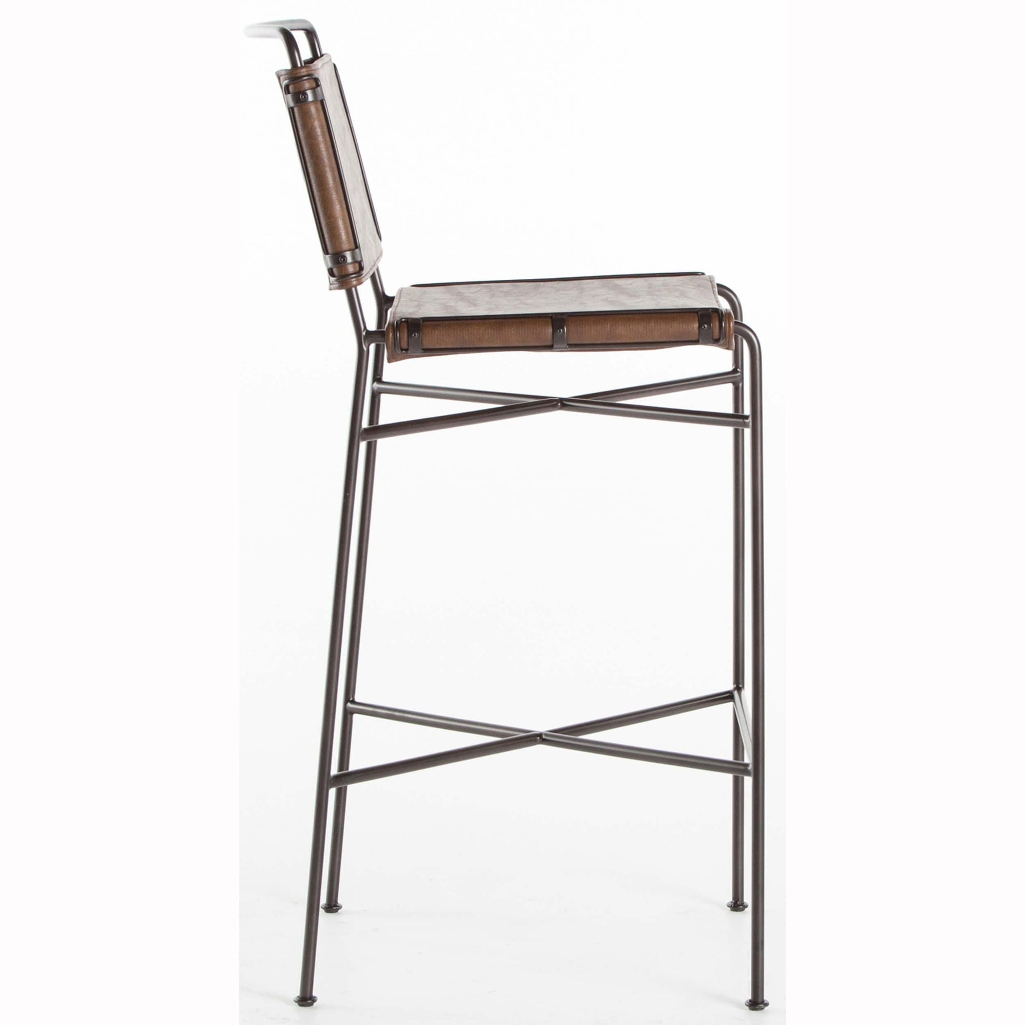 Wharton Bar Stool Distressed Brown Set of 2 High Fashion Home